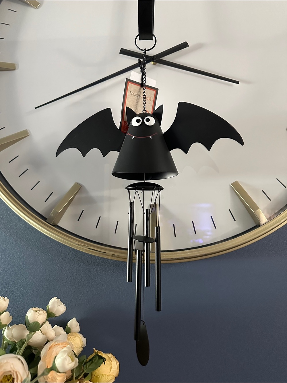 Halloween Bat Wind Chime Wall Decor - Black